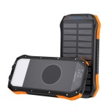 Nešiojamas įkroviklis - akumuliatorius 10000mAh 2xUSB + USB C 20W su saulės baterija juodas (black) Coetech B658